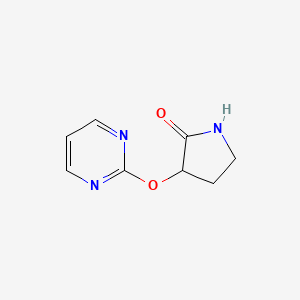 molecular formula C8H9N3O2 B2861554 3-(Pyrimidin-2-yloxy)pyrrolidin-2-one CAS No. 2201997-38-6