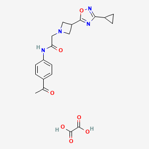 molecular formula C20H22N4O7 B2861558 N-(4-acetylphenyl)-2-(3-(3-cyclopropyl-1,2,4-oxadiazol-5-yl)azetidin-1-yl)acetamide oxalate CAS No. 1396885-63-4
