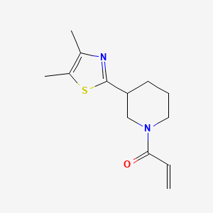 molecular formula C13H18N2OS B2861566 1-[3-(4,5-Dimethyl-1,3-thiazol-2-yl)piperidin-1-yl]prop-2-en-1-one CAS No. 2179723-71-6