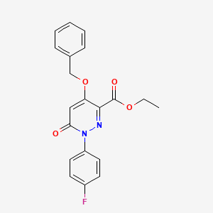 molecular formula C20H17FN2O4 B2861570 Ethyl 4-(benzyloxy)-1-(4-fluorophenyl)-6-oxo-1,6-dihydropyridazine-3-carboxylate CAS No. 899992-10-0