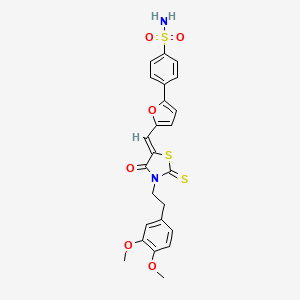 molecular formula C24H22N2O6S3 B2861572 (Z)-4-(5-((3-(3,4-dimethoxyphenethyl)-4-oxo-2-thioxothiazolidin-5-ylidene)methyl)furan-2-yl)benzenesulfonamide CAS No. 620574-51-8