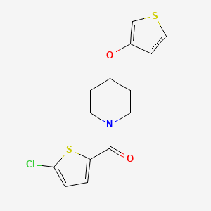 molecular formula C14H14ClNO2S2 B2861573 (5-Chlorothiophen-2-yl)(4-(thiophen-3-yloxy)piperidin-1-yl)methanone CAS No. 2034364-00-4