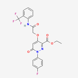 molecular formula C22H17F4N3O5 B2861598 ethyl 1-(4-fluorophenyl)-6-oxo-4-({[2-(trifluoromethyl)phenyl]carbamoyl}methoxy)-1,6-dihydropyridazine-3-carboxylate CAS No. 899992-44-0