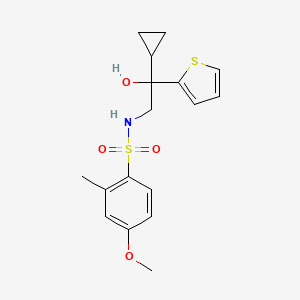 molecular formula C17H21NO4S2 B2861599 N-(2-cyclopropyl-2-hydroxy-2-(thiophen-2-yl)ethyl)-4-methoxy-2-methylbenzenesulfonamide CAS No. 1396795-38-2