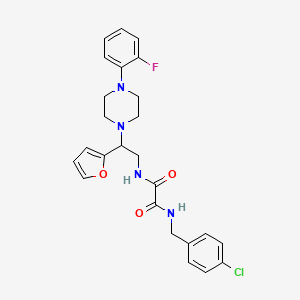 molecular formula C25H26ClFN4O3 B2861604 N1-(4-chlorobenzyl)-N2-(2-(4-(2-fluorophenyl)piperazin-1-yl)-2-(furan-2-yl)ethyl)oxalamide CAS No. 877632-81-0