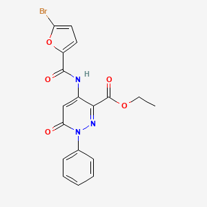 molecular formula C18H14BrN3O5 B2861616 ethyl 4-(5-bromofuran-2-amido)-6-oxo-1-phenyl-1,6-dihydropyridazine-3-carboxylate CAS No. 942009-82-7