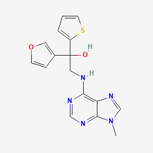 B2861617 1-(Furan-3-yl)-2-[(9-methylpurin-6-yl)amino]-1-thiophen-2-ylethanol CAS No. 2379978-38-6