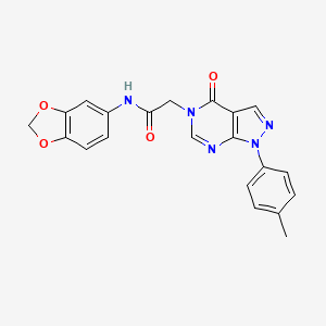 molecular formula C21H17N5O4 B2861618 N-(benzo[d][1,3]dioxol-5-yl)-2-(4-oxo-1-(p-tolyl)-1H-pyrazolo[3,4-d]pyrimidin-5(4H)-yl)acetamide CAS No. 863446-67-7