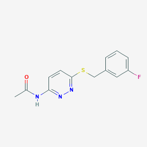 molecular formula C13H12FN3OS B2861629 N-(6-((3-fluorobenzyl)thio)pyridazin-3-yl)acetamide CAS No. 1021075-84-2