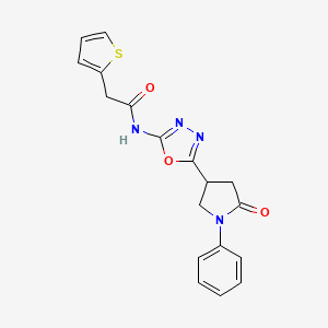 N-(5-(5-oxo-1-phenylpyrrolidin-3-yl)-1,3,4-oxadiazol-2-yl)-2-(thiophen-2-yl)acetamide