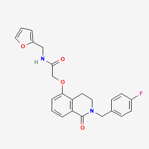 molecular formula C23H21FN2O4 B2861649 2-({2-[(4-fluorophenyl)methyl]-1-oxo-1,2,3,4-tetrahydroisoquinolin-5-yl}oxy)-N-[(furan-2-yl)methyl]acetamide CAS No. 850906-05-7