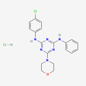 molecular formula C19H20Cl2N6O B2861650 N2-(4-chlorophenyl)-6-(morpholin-4-yl)-N4-phenyl-1,3,5-triazine-2,4-diamine hydrochloride CAS No. 1179481-97-0