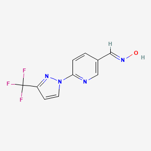 molecular formula C10H7F3N4O B2861653 N-({6-[3-(trifluoromethyl)-1H-pyrazol-1-yl]pyridin-3-yl}methylidene)hydroxylamine CAS No. 1807797-09-6
