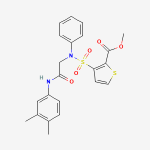 molecular formula C22H22N2O5S2 B2861654 methyl 3-({[(3,4-dimethylphenyl)carbamoyl]methyl}(phenyl)sulfamoyl)thiophene-2-carboxylate CAS No. 895264-49-0