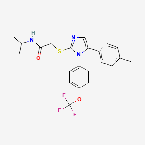 molecular formula C22H22F3N3O2S B2861656 N-isopropyl-2-((5-(p-tolyl)-1-(4-(trifluoromethoxy)phenyl)-1H-imidazol-2-yl)thio)acetamide CAS No. 1226439-32-2