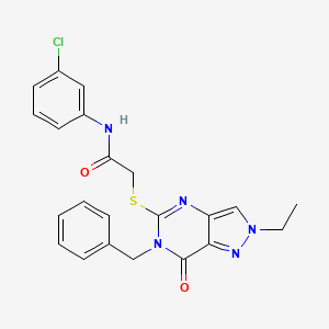 molecular formula C22H20ClN5O2S B2861666 2-((6-benzyl-2-ethyl-7-oxo-6,7-dihydro-2H-pyrazolo[4,3-d]pyrimidin-5-yl)thio)-N-(3-chlorophenyl)acetamide CAS No. 932285-20-6