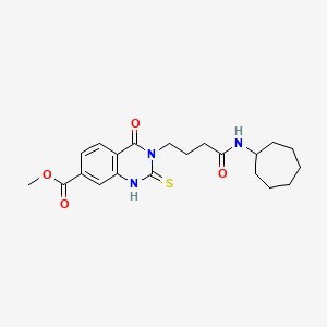 molecular formula C21H27N3O4S B2861671 Methyl 3-(4-(cycloheptylamino)-4-oxobutyl)-4-oxo-2-thioxo-1,2,3,4-tetrahydroquinazoline-7-carboxylate CAS No. 946276-45-5
