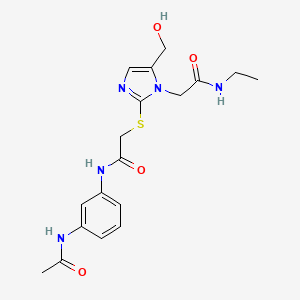 2-[2-[(2-{[3-(acetylamino)phenyl]amino}-2-oxoethyl)thio]-5-(hydroxymethyl)-1H-imidazol-1-yl]-N-ethylacetamide