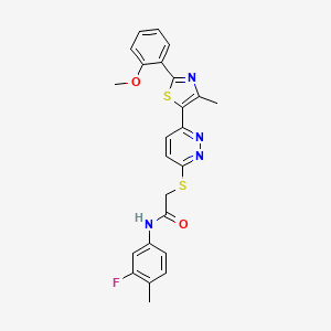 N-(3-fluoro-4-methylphenyl)-2-((6-(2-(2-methoxyphenyl)-4-methylthiazol-5-yl)pyridazin-3-yl)thio)acetamide