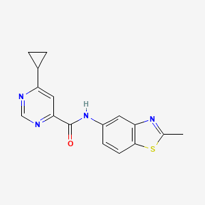 molecular formula C16H14N4OS B2861725 6-Cyclopropyl-N-(2-methyl-1,3-benzothiazol-5-yl)pyrimidine-4-carboxamide CAS No. 2415602-83-2