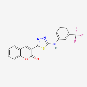 3-(5-((3-(trifluoromethyl)phenyl)amino)-1,3,4-thiadiazol-2-yl)-2H-chromen-2-one