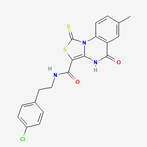 molecular formula C20H16ClN3O2S2 B2861730 N-(4-chlorophenethyl)-7-methyl-5-oxo-1-thioxo-4,5-dihydro-1H-thiazolo[3,4-a]quinazoline-3-carboxamide CAS No. 1111026-27-7
