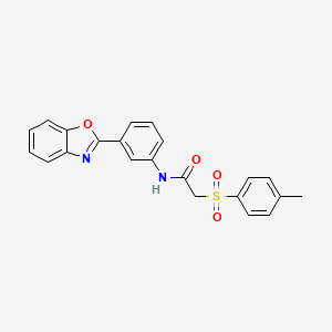 molecular formula C22H18N2O4S B2861733 N-(3-(benzo[d]oxazol-2-yl)phenyl)-2-tosylacetamide CAS No. 895448-75-6