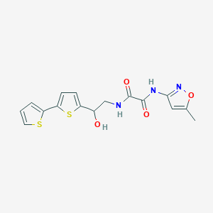 molecular formula C16H15N3O4S2 B2861736 N'-(2-{[2,2'-联噻吩]-5-基}-2-羟乙基)-N-(5-甲基-1,2-恶唑-3-基)乙二酰胺 CAS No. 2097912-39-3