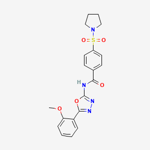 molecular formula C20H20N4O5S B2861737 N-(5-(2-methoxyphenyl)-1,3,4-oxadiazol-2-yl)-4-(pyrrolidin-1-ylsulfonyl)benzamide CAS No. 501352-03-0