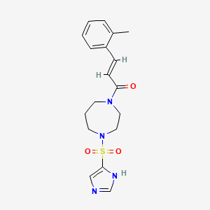 molecular formula C18H22N4O3S B2861743 (E)-1-(4-((1H-imidazol-4-yl)sulfonyl)-1,4-diazepan-1-yl)-3-(o-tolyl)prop-2-en-1-one CAS No. 1904629-72-6