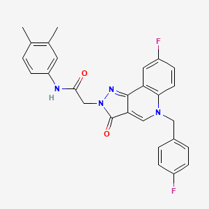 molecular formula C27H22F2N4O2 B2861745 N-(3,4-dimethylphenyl)-2-(8-fluoro-5-(4-fluorobenzyl)-3-oxo-3,5-dihydro-2H-pyrazolo[4,3-c]quinolin-2-yl)acetamide CAS No. 950318-11-3