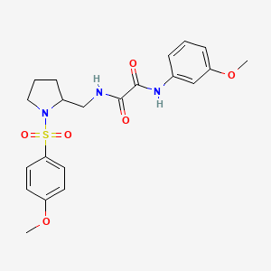 molecular formula C21H25N3O6S B2861756 N1-(3-甲氧基苯基)-N2-((1-((4-甲氧基苯基)磺酰基)吡咯烷-2-基)甲基)草酰胺 CAS No. 896290-34-9