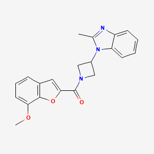 molecular formula C21H19N3O3 B2861761 (7-Methoxy-1-benzofuran-2-yl)-[3-(2-methylbenzimidazol-1-yl)azetidin-1-yl]methanone CAS No. 2380178-78-7