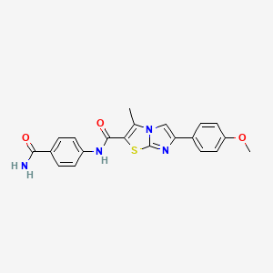 molecular formula C21H18N4O3S B2861775 N-(4-carbamoylphenyl)-6-(4-methoxyphenyl)-3-methylimidazo[2,1-b][1,3]thiazole-2-carboxamide CAS No. 852135-18-3