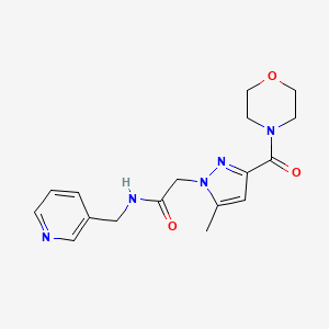 2-(5-methyl-3-(morpholine-4-carbonyl)-1H-pyrazol-1-yl)-N-(pyridin-3-ylmethyl)acetamide