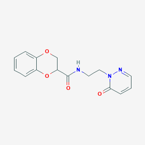 molecular formula C15H15N3O4 B2861787 N-(2-(6-oxopyridazin-1(6H)-yl)ethyl)-2,3-dihydrobenzo[b][1,4]dioxine-2-carboxamide CAS No. 1210206-95-3