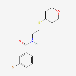 3-bromo-N-(2-((tetrahydro-2H-pyran-4-yl)thio)ethyl)benzamide
