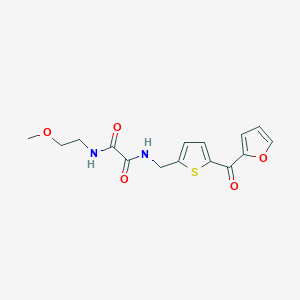 molecular formula C15H16N2O5S B2861791 N1-((5-(furan-2-carbonyl)thiophen-2-yl)methyl)-N2-(2-methoxyethyl)oxalamide CAS No. 1797760-47-4