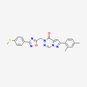 molecular formula C23H20N6O2S B2861804 2-(2,4-dimethylphenyl)-5-({3-[4-(methylsulfanyl)phenyl]-1,2,4-oxadiazol-5-yl}methyl)-4H,5H-pyrazolo[1,5-d][1,2,4]triazin-4-one CAS No. 1251625-73-6