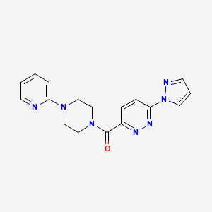 molecular formula C17H17N7O B2861810 (6-(1H-pyrazol-1-yl)pyridazin-3-yl)(4-(pyridin-2-yl)piperazin-1-yl)methanone CAS No. 1351660-40-6