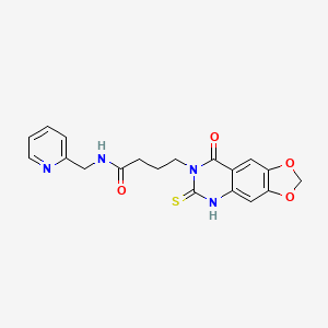 molecular formula C19H18N4O4S B2861820 4-(8-oxo-6-sulfanylidene-5H-[1,3]dioxolo[4,5-g]quinazolin-7-yl)-N-(pyridin-2-ylmethyl)butanamide CAS No. 688054-59-3