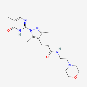 molecular formula C20H30N6O3 B2861826 3-(1-(4,5-dimethyl-6-oxo-1,6-dihydropyrimidin-2-yl)-3,5-dimethyl-1H-pyrazol-4-yl)-N-(2-morpholinoethyl)propanamide CAS No. 1169960-00-2