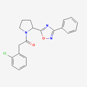 molecular formula C20H18ClN3O2 B2861827 5-{1-[(2-Chlorophenyl)acetyl]pyrrolidin-2-yl}-3-phenyl-1,2,4-oxadiazole CAS No. 1788753-89-8