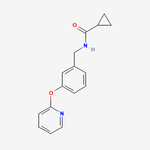 molecular formula C16H16N2O2 B2861828 N-(3-(pyridin-2-yloxy)benzyl)cyclopropanecarboxamide CAS No. 1448028-58-7