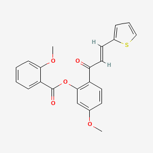 molecular formula C22H18O5S B2861833 5-methoxy-2-[(2E)-3-(thiophen-2-yl)prop-2-enoyl]phenyl 2-methoxybenzoate CAS No. 433259-58-6