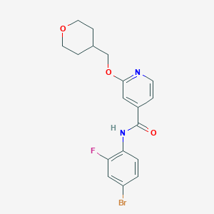 molecular formula C18H18BrFN2O3 B2861834 N-(4-bromo-2-fluorophenyl)-2-((tetrahydro-2H-pyran-4-yl)methoxy)isonicotinamide CAS No. 2034450-14-9