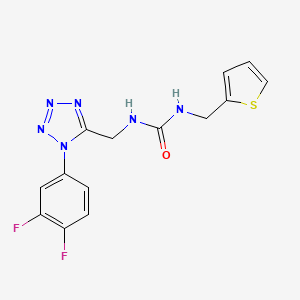 molecular formula C14H12F2N6OS B2861836 1-((1-(3,4-difluorophenyl)-1H-tetrazol-5-yl)methyl)-3-(thiophen-2-ylmethyl)urea CAS No. 941965-22-6