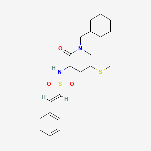 molecular formula C21H32N2O3S2 B2861839 N-(cyclohexylmethyl)-N-methyl-4-methylsulfanyl-2-[[(E)-2-phenylethenyl]sulfonylamino]butanamide CAS No. 1189035-99-1