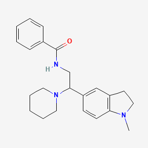 molecular formula C23H29N3O B2861841 N-(2-(1-methylindolin-5-yl)-2-(piperidin-1-yl)ethyl)benzamide CAS No. 922558-81-4