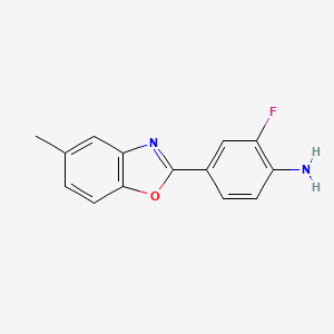 molecular formula C14H11FN2O B2861844 2-氟-4-(5-甲基-1,3-苯并恶唑-2-基)苯胺 CAS No. 1496436-01-1